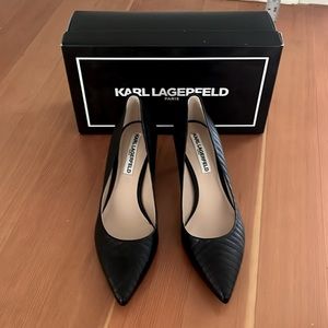 Black Karl Lagerfeld kitten heel pumps- Size 8